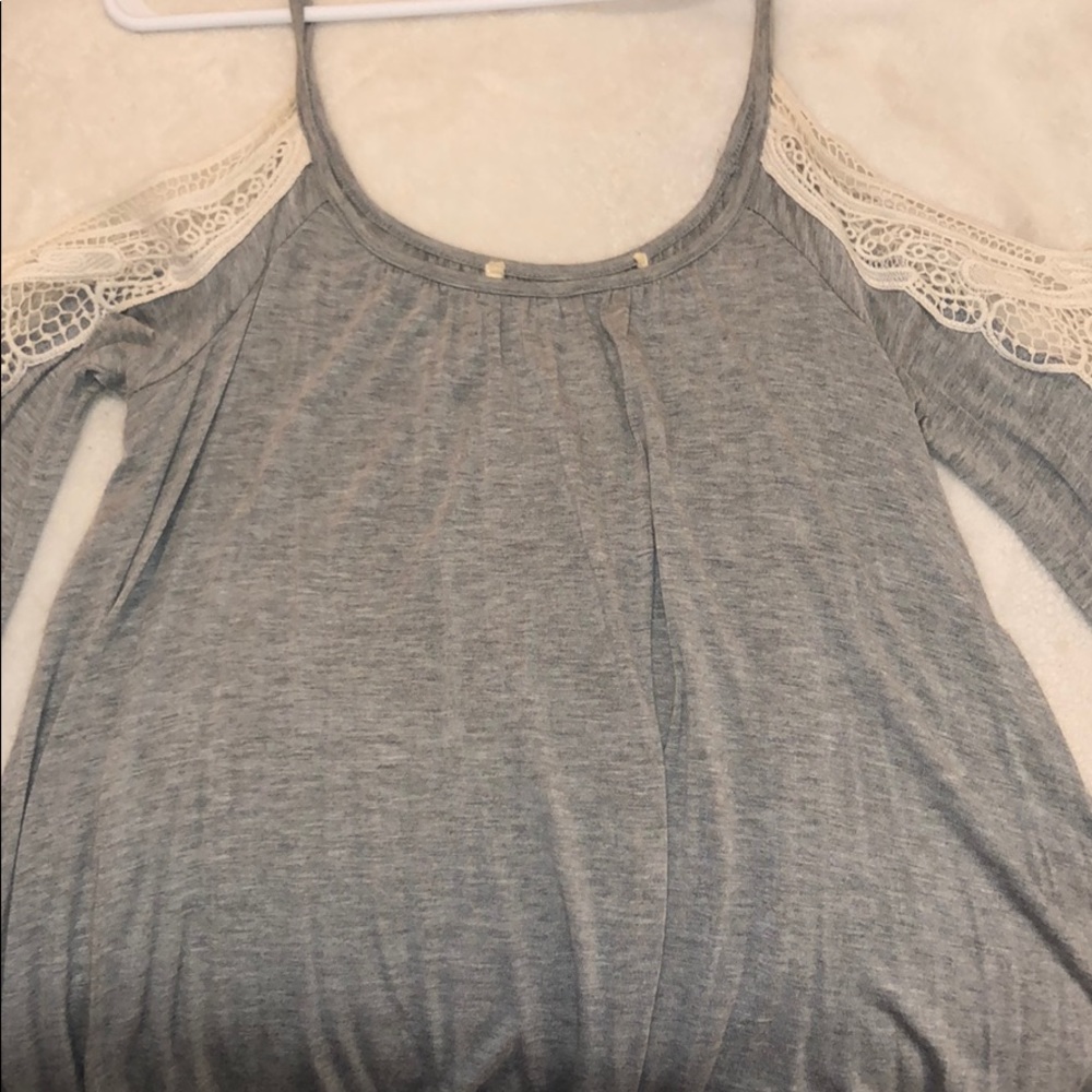 Soft Grey Off-The-Shoulder Top
